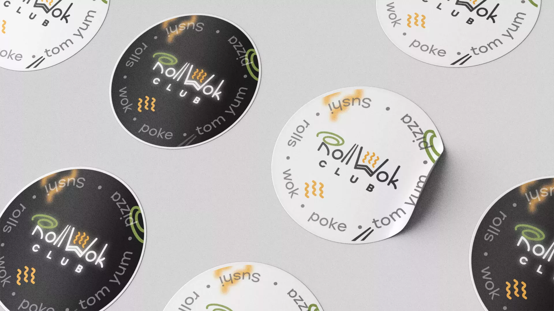 Разработка наклеек для суши-бара «Roll Wok Club» в Истре